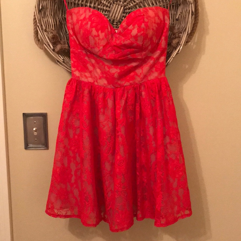 Strapless lace dress